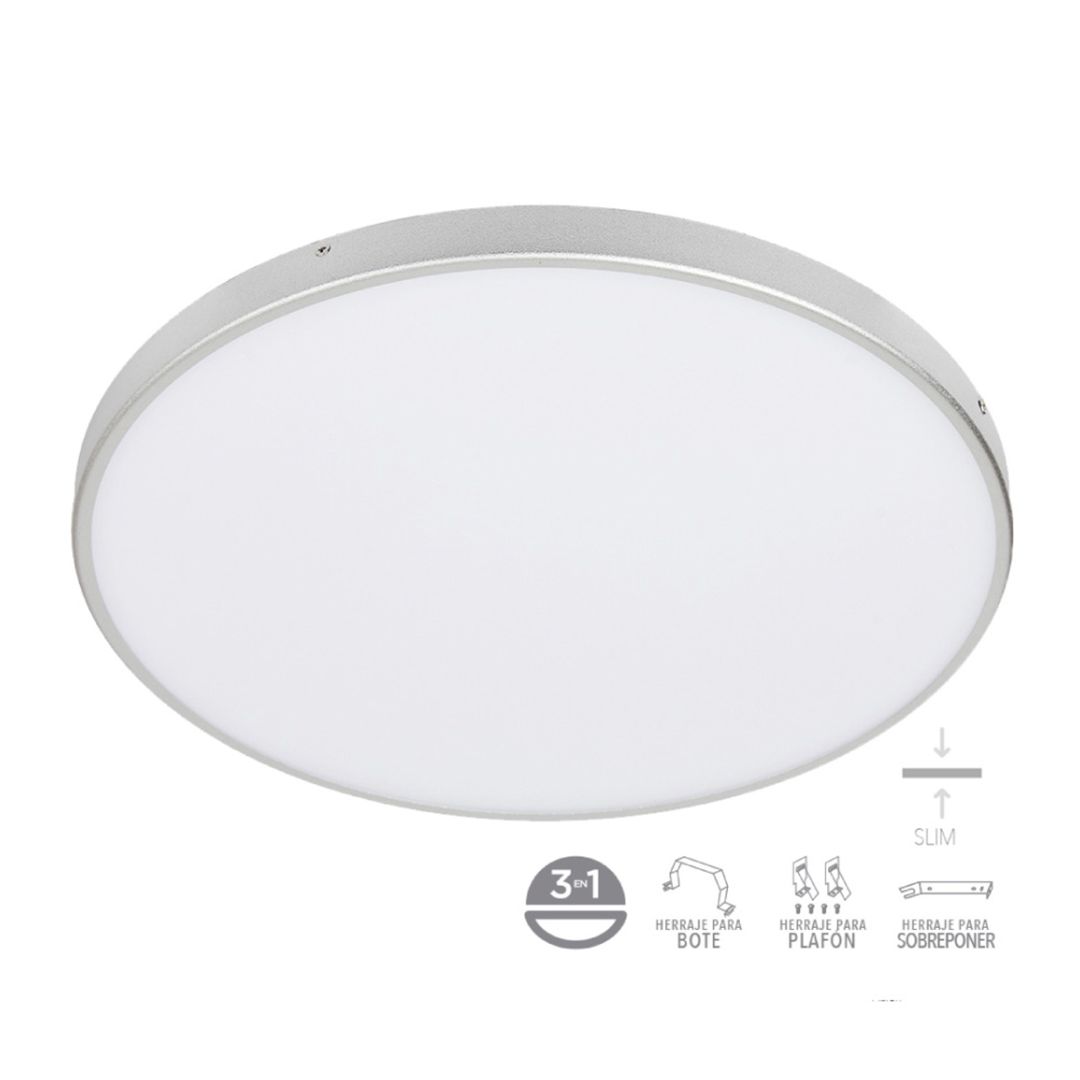 Plafón LED de sobreponer - 15W - Acabado satinado - Luz cálida