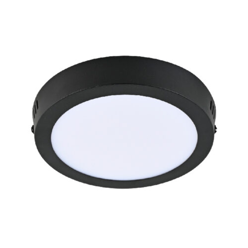 Plafón LED de sobreponer - 12W - Acabado negro - Luz cálida