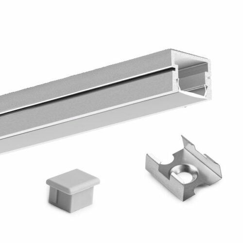 Perfil para cinta LED IP65 - Para interior y exterior - Aluminio anodizado - De sobreponer - Lente frosted