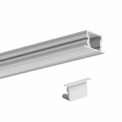 Perfil para cinta LED - Para interior o exterior - Aluminio anodizado - De empotrar - Lente frosted
