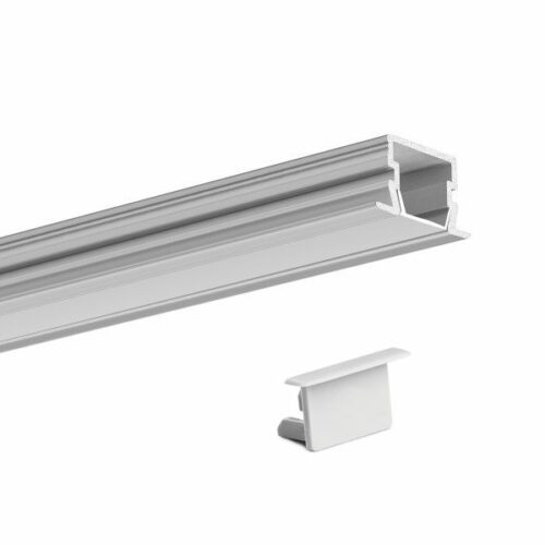Perfil para cinta LED - Para interior o exterior - Aluminio anodizado - De empotrar - Lente frosted