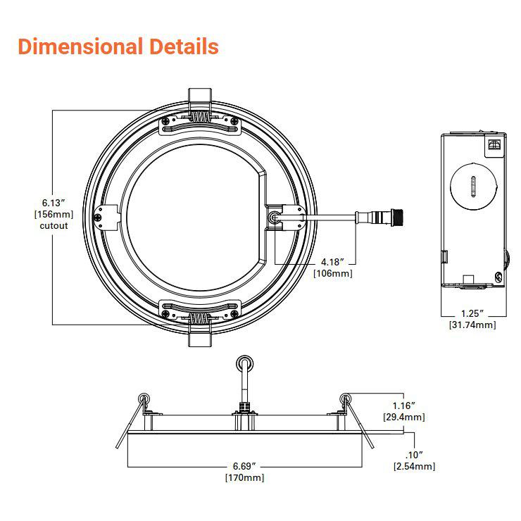 Ojo De Buey Empotrable LED 6 - 13W - Color De Luz Seleccionable