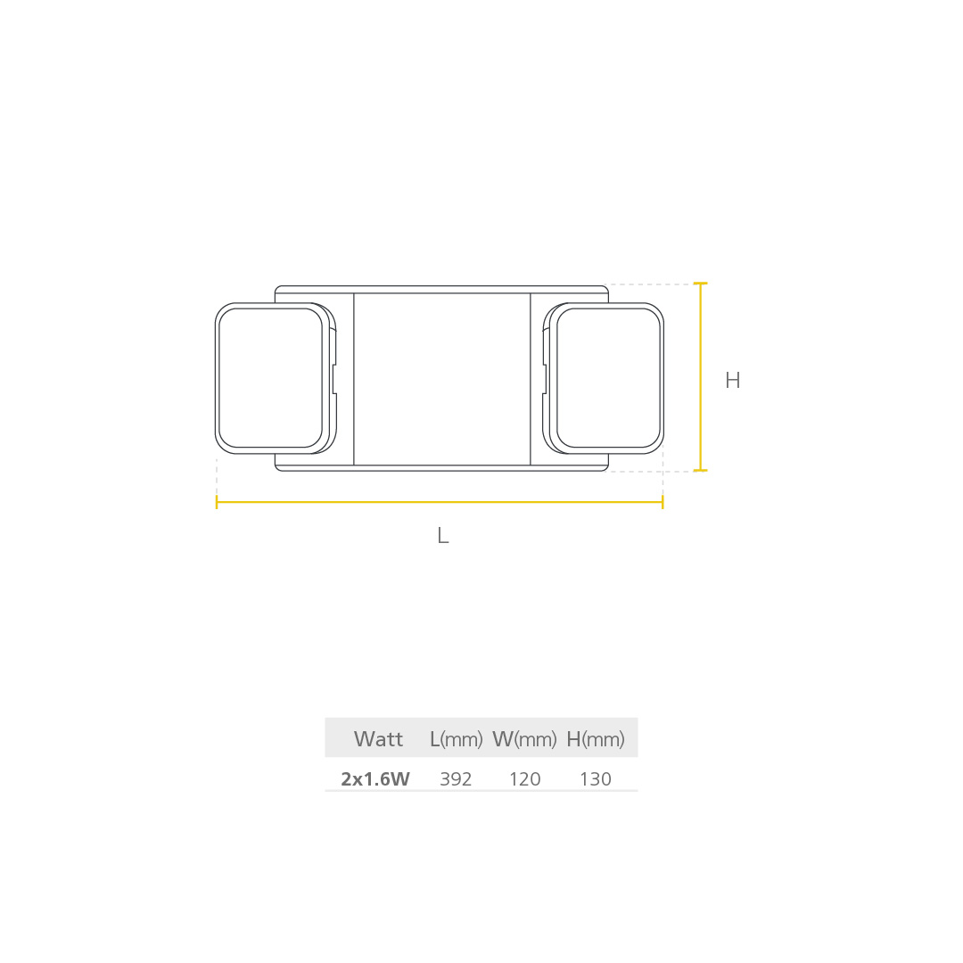 Lámpara de emergencia - LED integrado - 2x1.2W - Cabezas dirigibles 2 Lámpara de emergencia - LED integrado - 2x1.2W - Cabezas dirigibles - Imagen 2