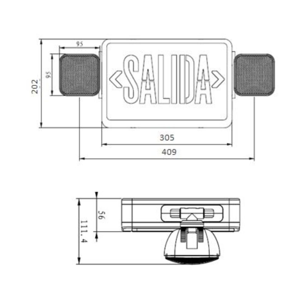 Combo rótulo de salida color verde y 2 luces de emergencia - LED Integrado - 2x1.6W 2 Combo rótulo de salida color verde y 2 luces de emergencia - LED Integrado - 2x1.6W - Imagen 2