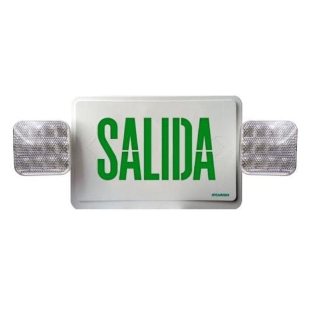 Combo rótulo de salida color verde y 2 luces de emergencia - LED Integrado - 2x1.6W 1 Combo rótulo de salida color verde y 2 luces de emergencia - LED Integrado - 2x1.6W