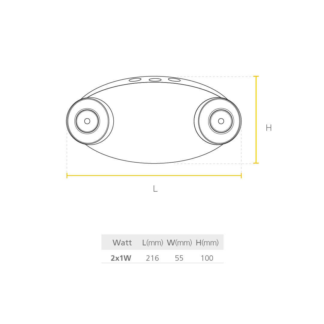 Lámpara de emergencia - LED integrado - 2x1W - Cabezas dirigibles 2 Lámpara de emergencia - LED integrado - 2x1W - Cabezas dirigibles - Imagen 2