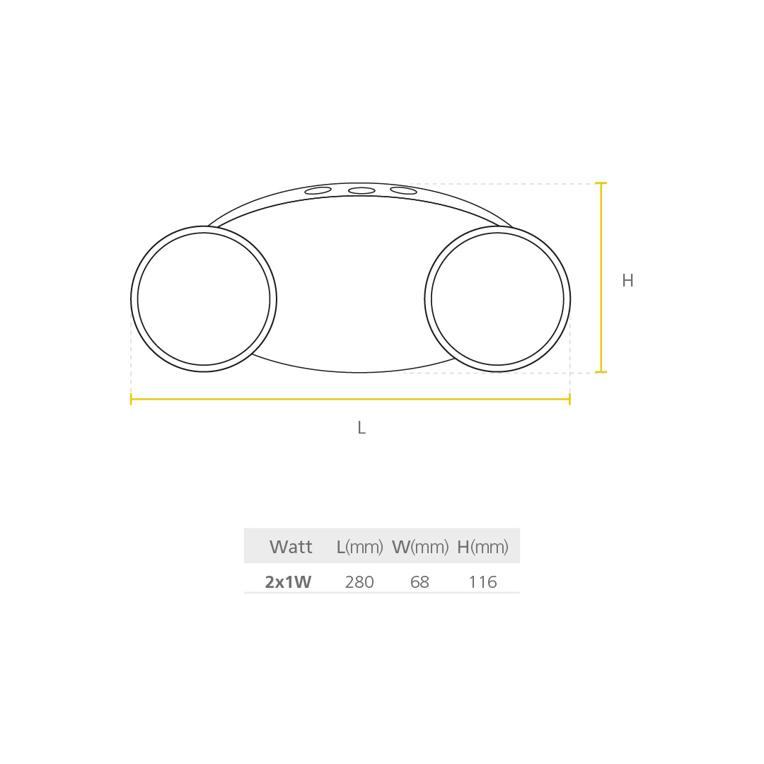Lámpara de emergencia - LED integrado - 2x1W - Cabezas dirigibles 2 Lámpara de emergencia - LED integrado - 2x1W - Cabezas dirigibles - Imagen 2