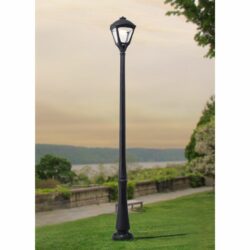 Poste con farol - Con 1 luz E27 - 30W - Kelvin seleccionable - Acabado negro