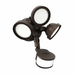 Reflector triple de exterior - LED integrado - 3x9W - Luz neutra- Con fotocelda y sensor de movimiento
