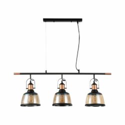 Lámpara de suspender COLUMBA II - 3 luces E27 - Acabado negro dorado