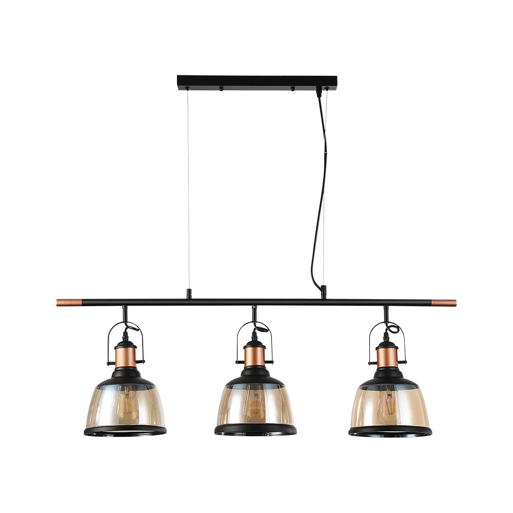 Lámpara de suspender COLUMBA II - 3 luces E27 - Acabado negro dorado