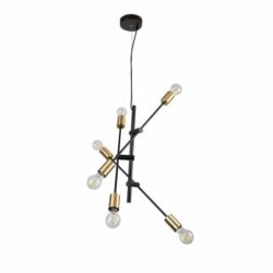 Lámpara de suspender SESTUS - 6 luces E27 - Acabado Negro Mate