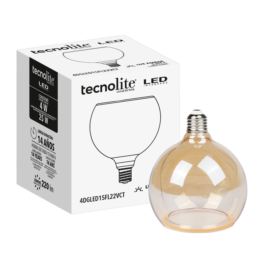 Bombilla con filamento LED mini globo transparente - DUOLEC - E14 luz fría  4W