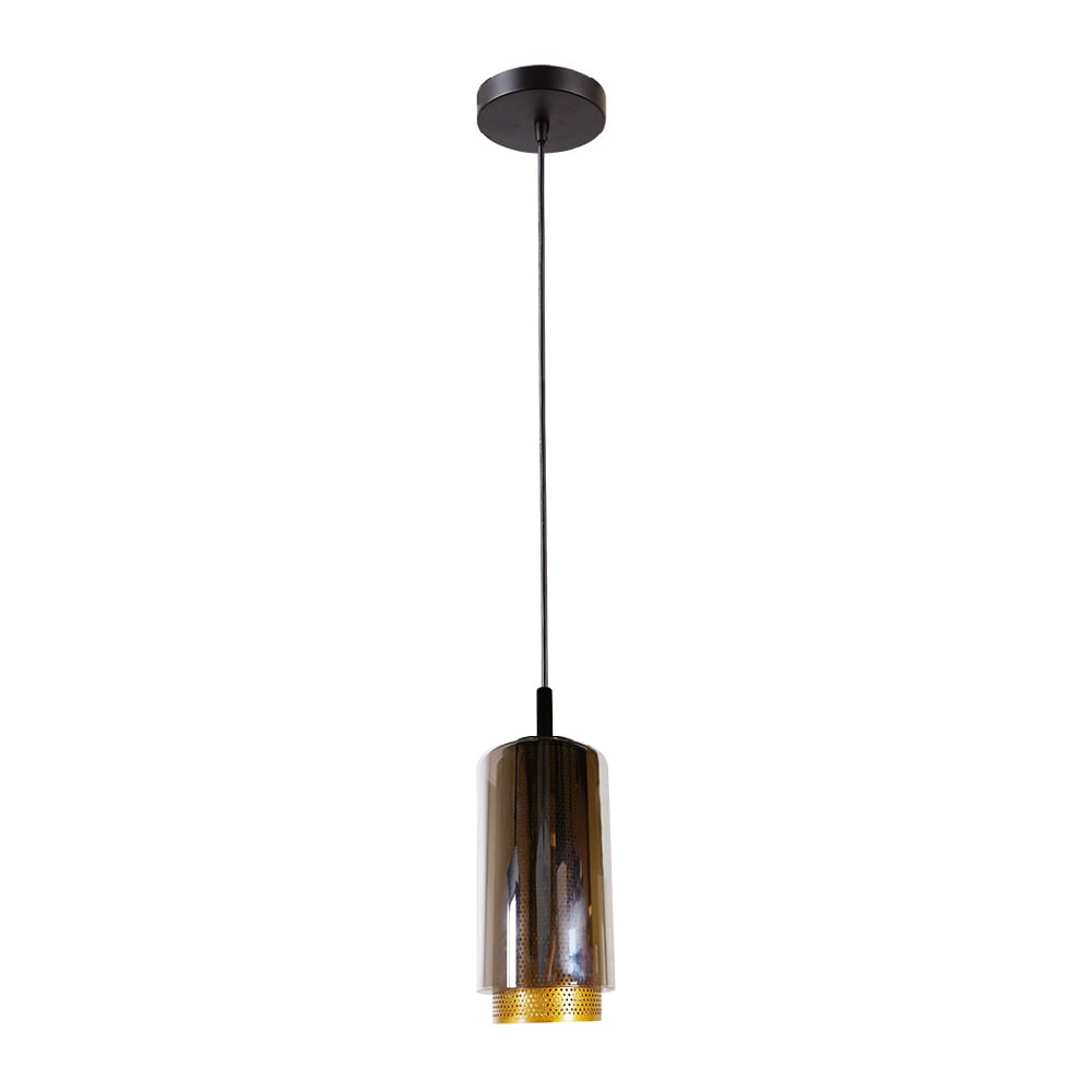 Lámpara de colgar DAFNE 1 - 1 luz E27 - Acabado dorado / negro
