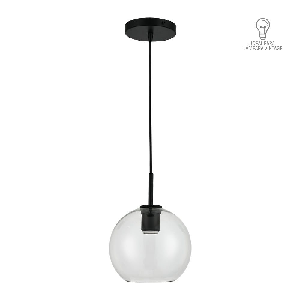 Lámpara de suspender CORDELIA I - 1 luz E27 - Acabado negro