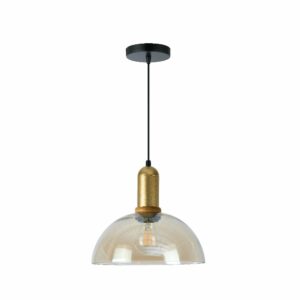 Lámpara de suspender IRENA I - 1 luz E27 - Acabado dorado / ámbar