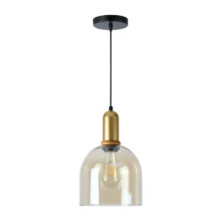 Lámpara de suspender IRENA II - 1 luz E27 - Acabado dorado / ámbar