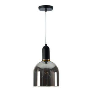 Lámpara de suspender IRENA II - 1 luz E27 - Acabado negro / humo
