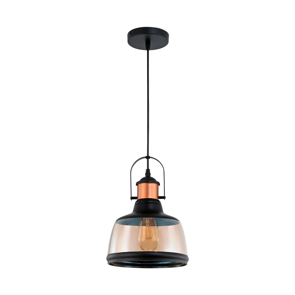 Lámpara de suspender COLUMBIA I - 1 luz E27 - Acabado negro/dorado