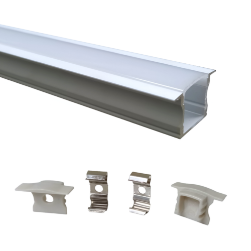 Perfil para cinta LED - Para interior - Aluminio - De Empotrar - Lente satinado