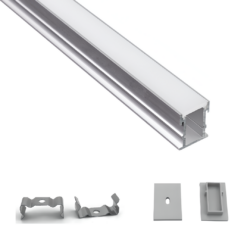 Perfil para cinta LED - Para interior - Aluminio - De Empotrar en piso - Lente satinado