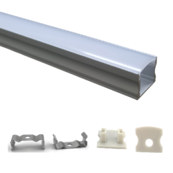Perfil para cinta LED - Para interior - Aluminio - De Sobreponer - Lente satinado