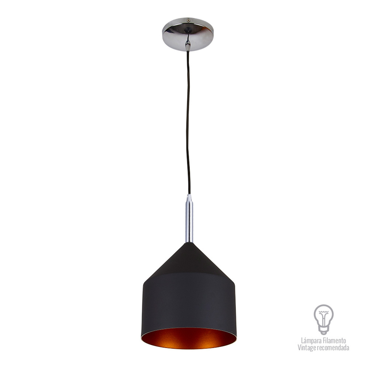 Lámpara de suspender AUVA - 1 Luz E27 - Acabado Negro