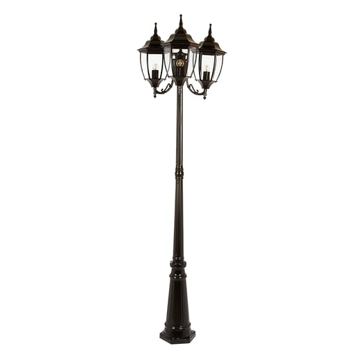 Poste con 3 faroles - Negro
